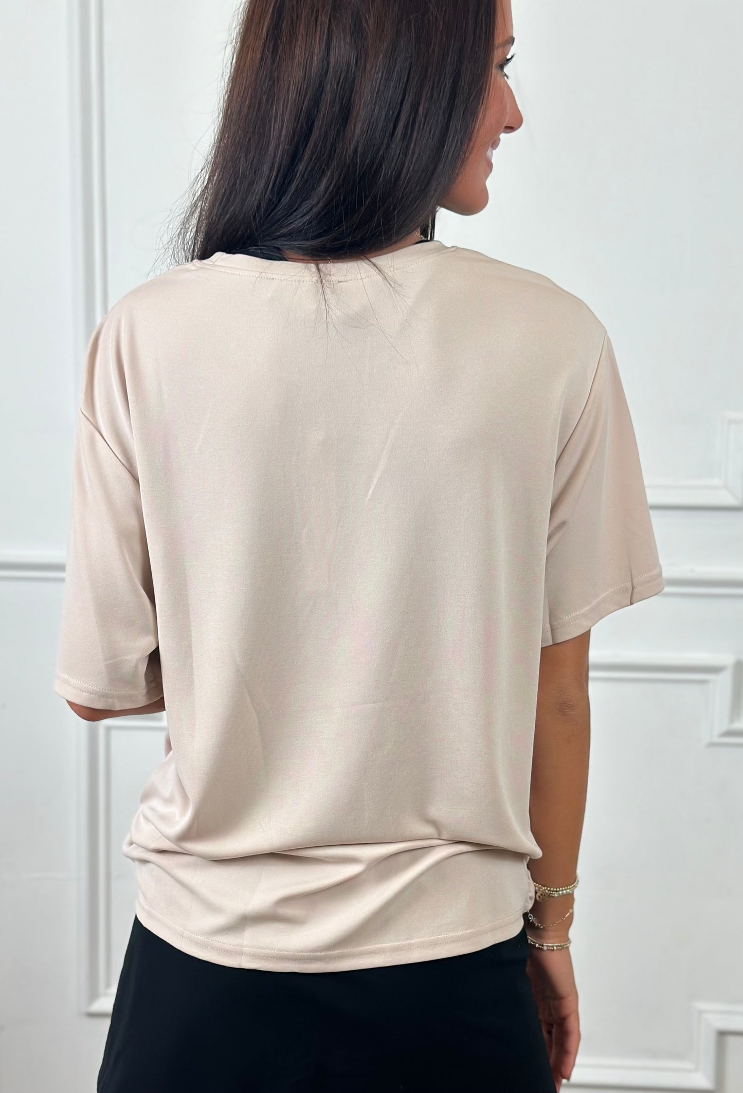 Taupe Short Sleeve Knit Top With Pocket