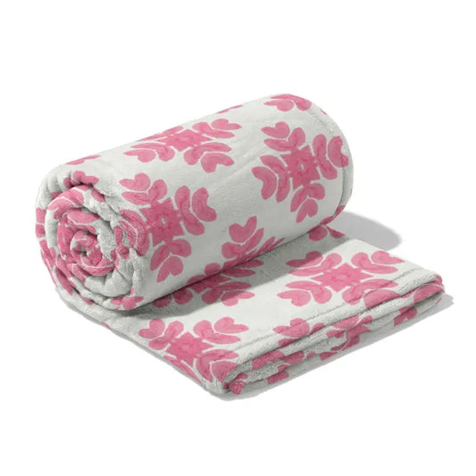 Brushstrokes Pink Fleece Blanket
