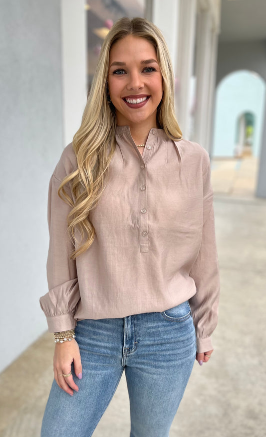 Taupe Button Down Blouse