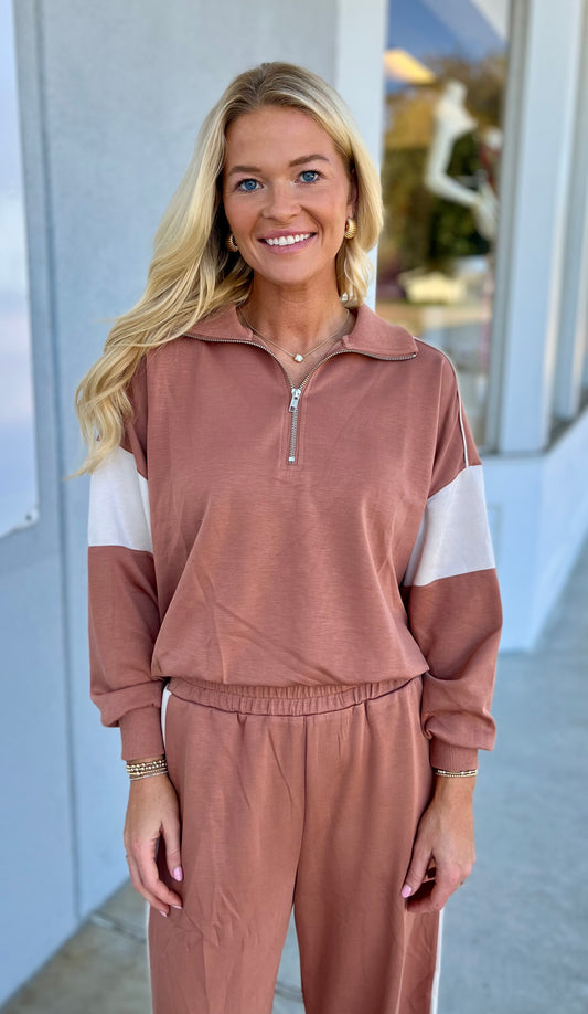 Cinnamon Half Zip Pullover