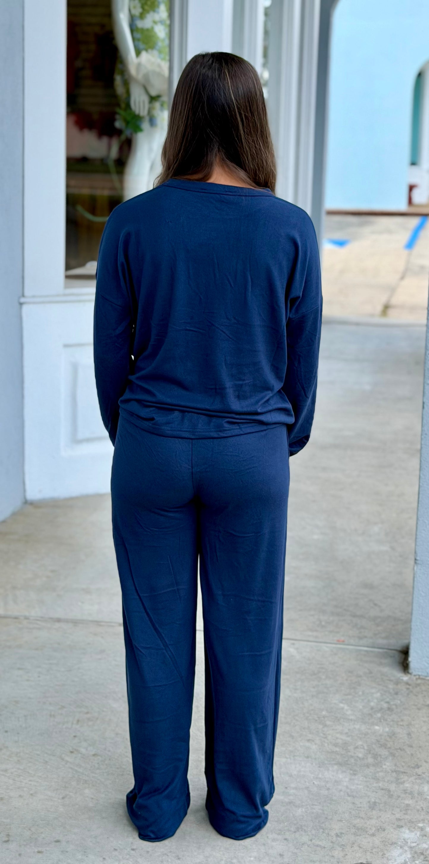 Soft Hacci Pullover & Pants SET, Navy