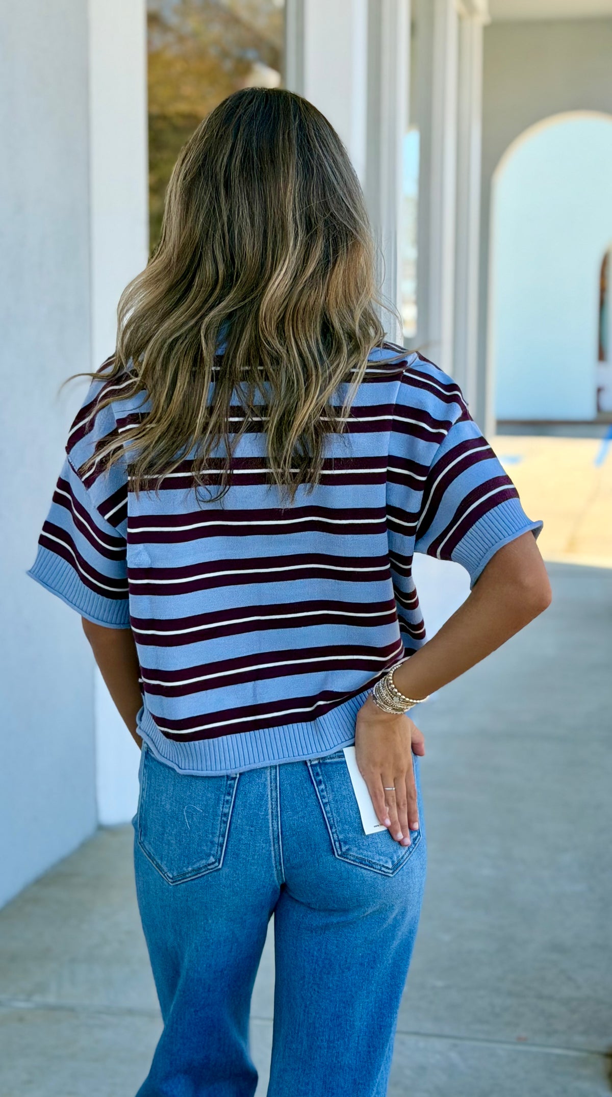 Ice Plum Striped SS Sweater