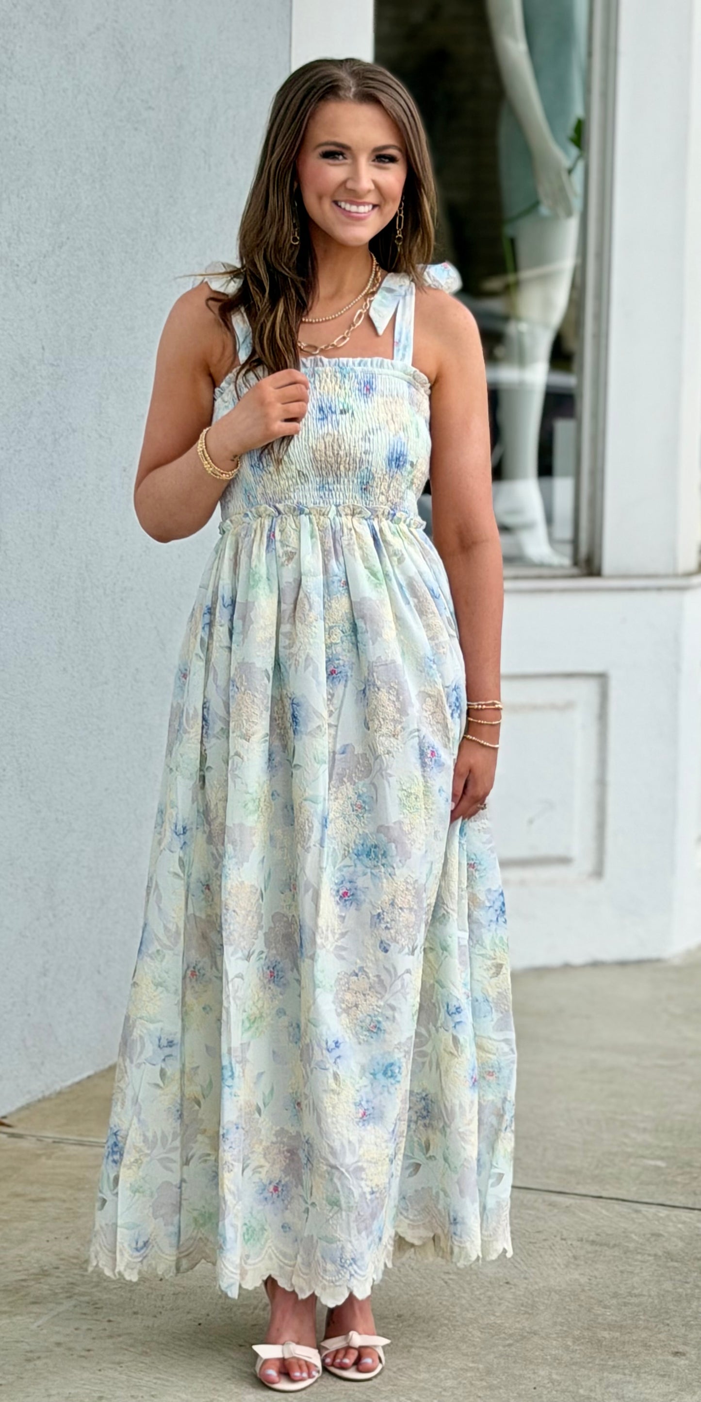 Tie Strap Floral Maxi