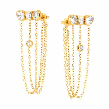 Golden Cascade Chain Earrings
