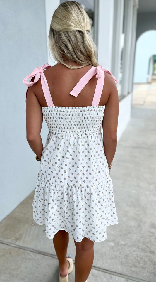 Floral Self Tie Mini Dress