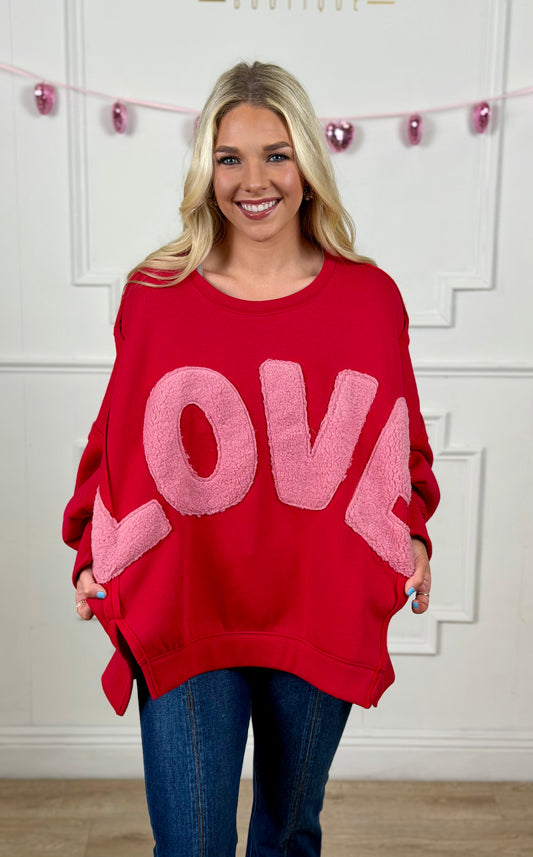 Love Fleece Patchwork Top
