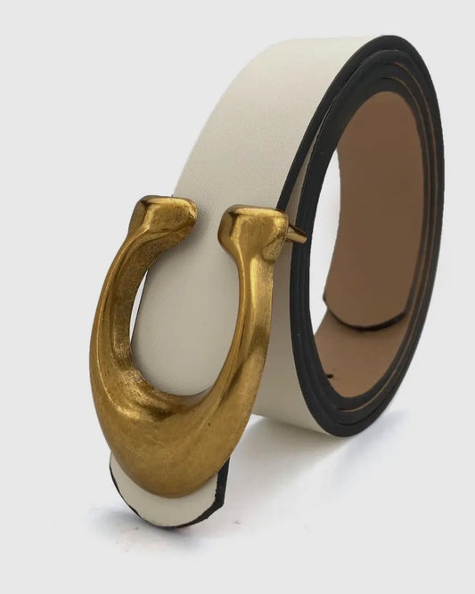 Retro U Belt Buckle, White