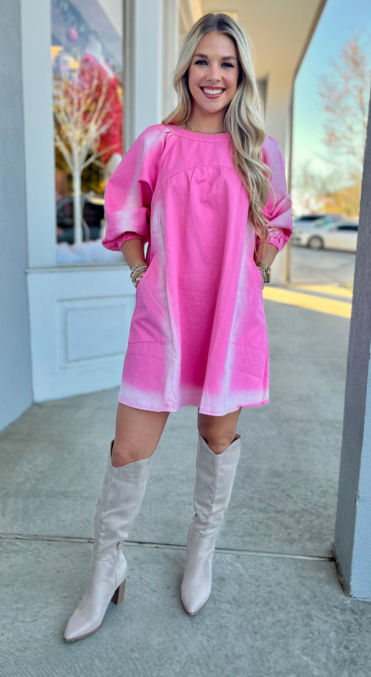 Washed Pink Denim Dress