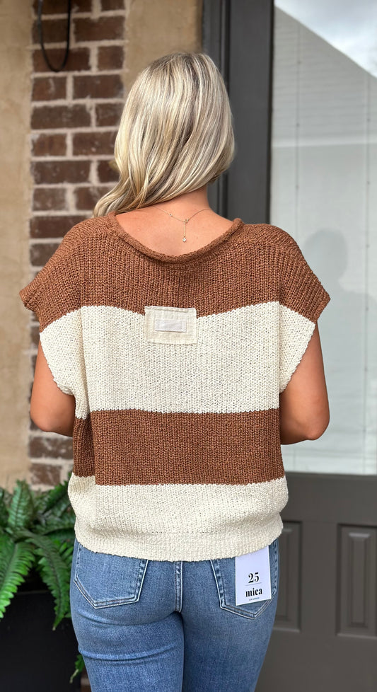 Multi Striped Sleeveless Sweater