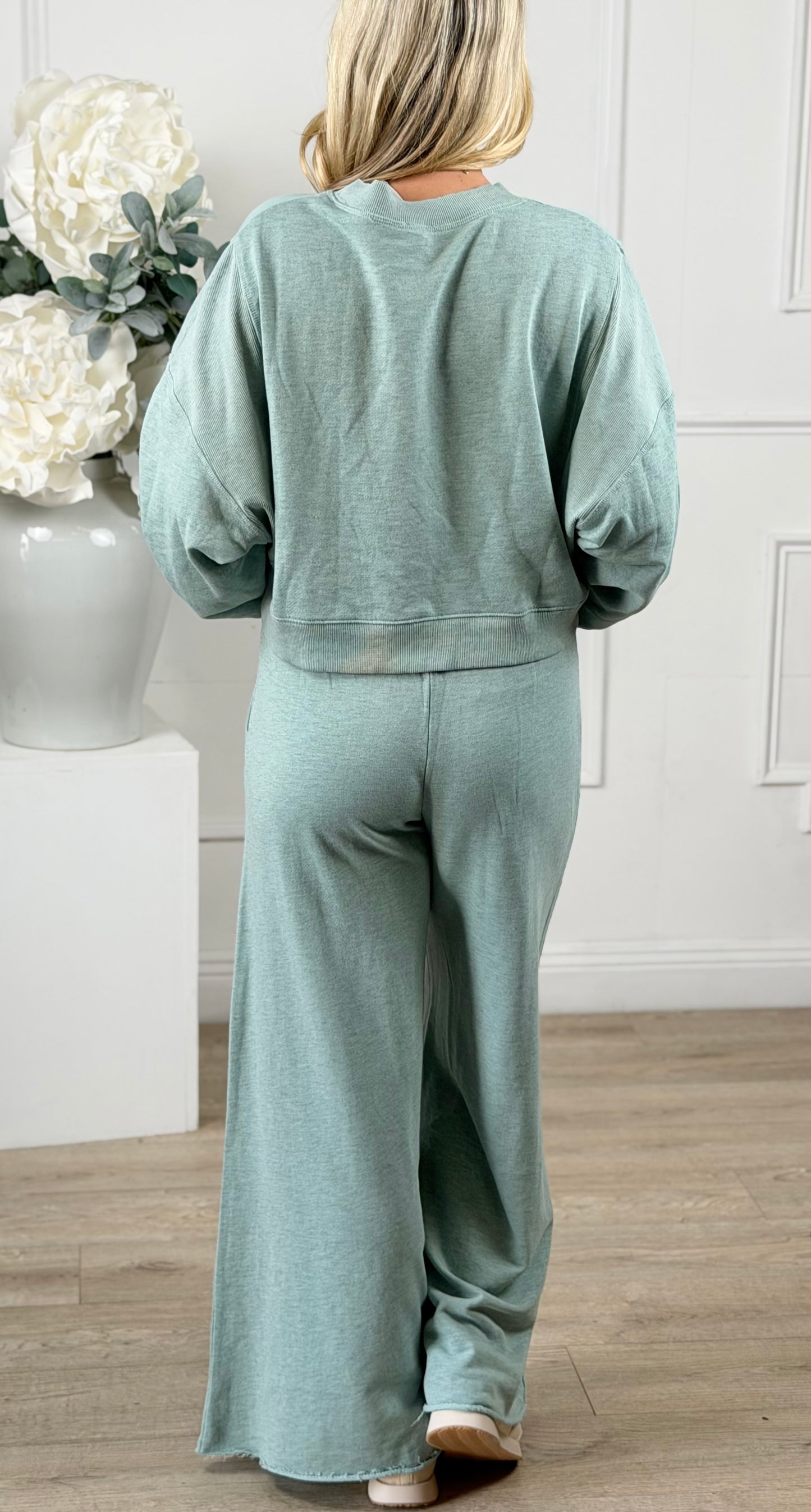 Ribbed Oversized Sweatpants, H Soft Teal