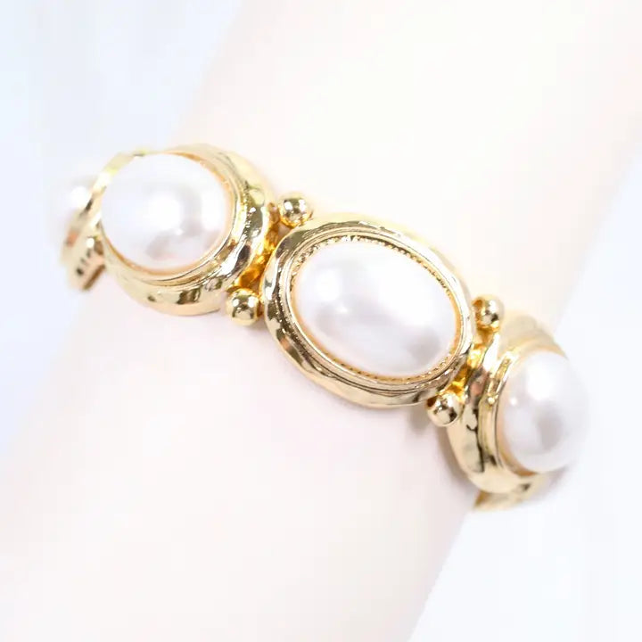Galant Framed Pearl Stretch Bracelet