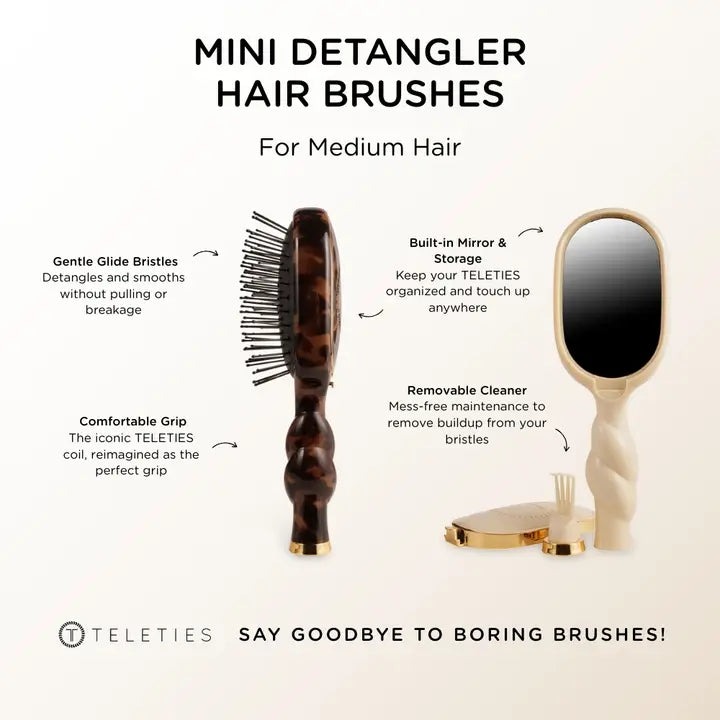 Mini Teletie Brush, Detangler Medium Tan