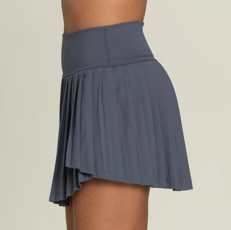 Navy 2 tiered Pleated Gold Hinge Skirt