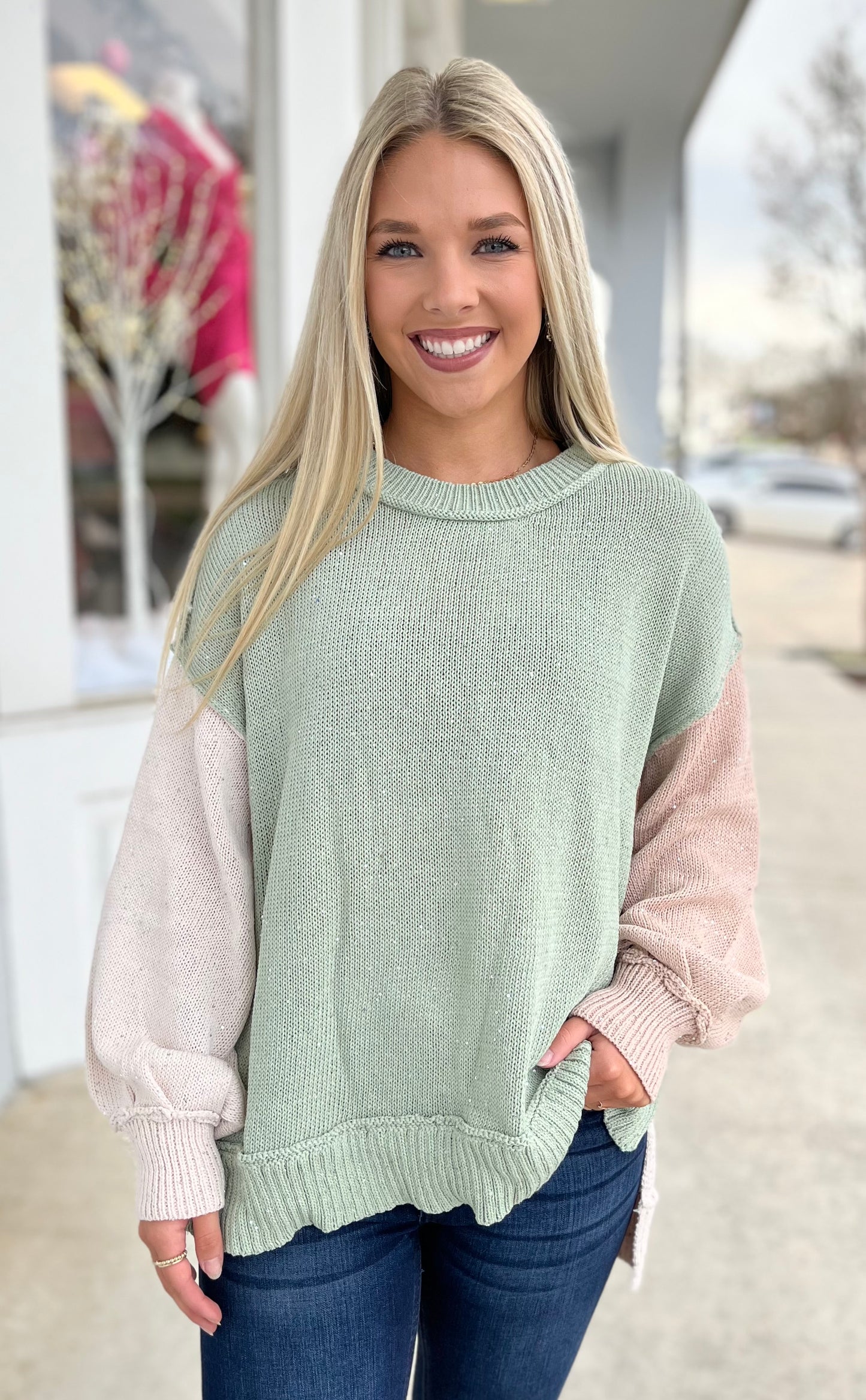 Sequin Colorblock Sweater