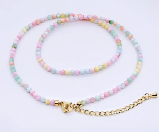 24K Gold Filled 3mm Multi Shell Pearl 15.5in Necklace