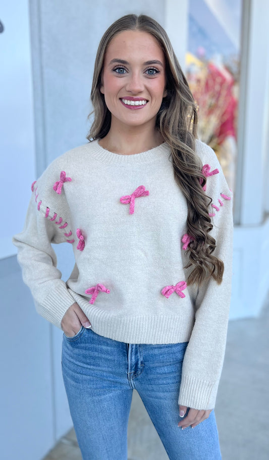 Oatmeal Bow Sweater