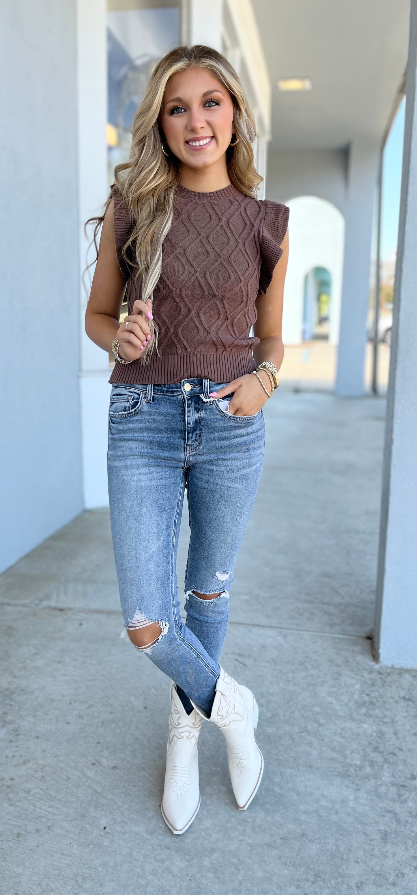 Ash Brown Cable Knit Sweater