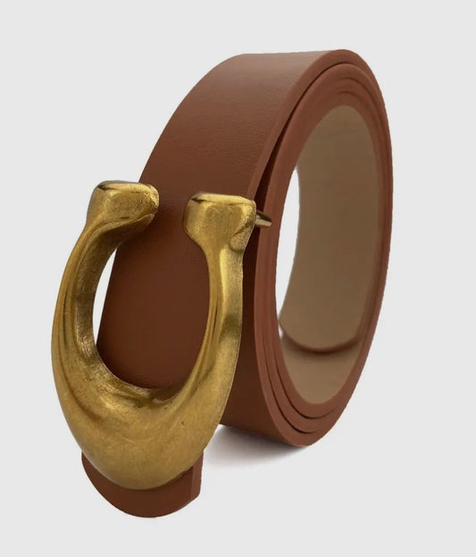 Retro U Belt Buckle, Brown