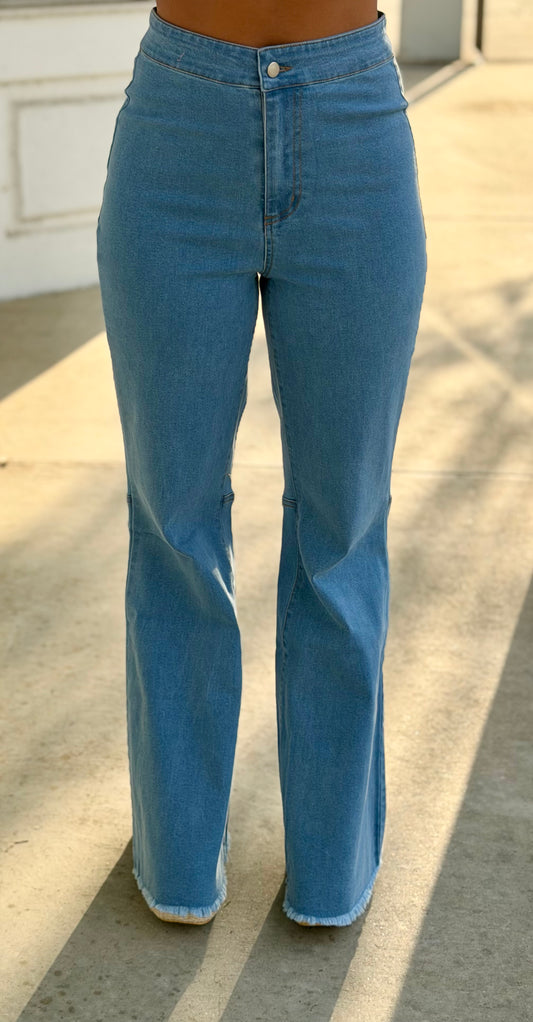 Light Denim High Waist Flare Jeans