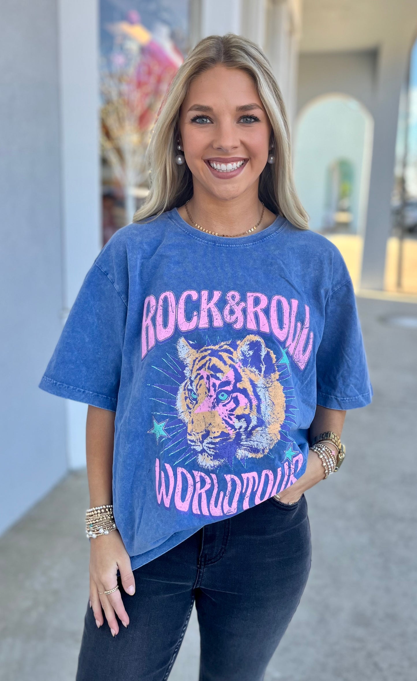 Blue Rock N Roll World Tour Tiger Tee