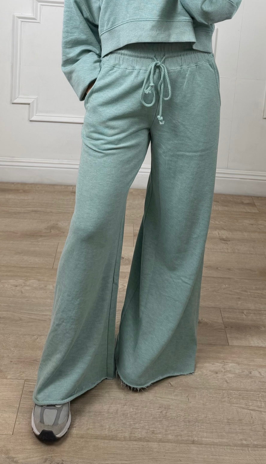 Ribbed Oversized Sweatpants, H Soft Teal