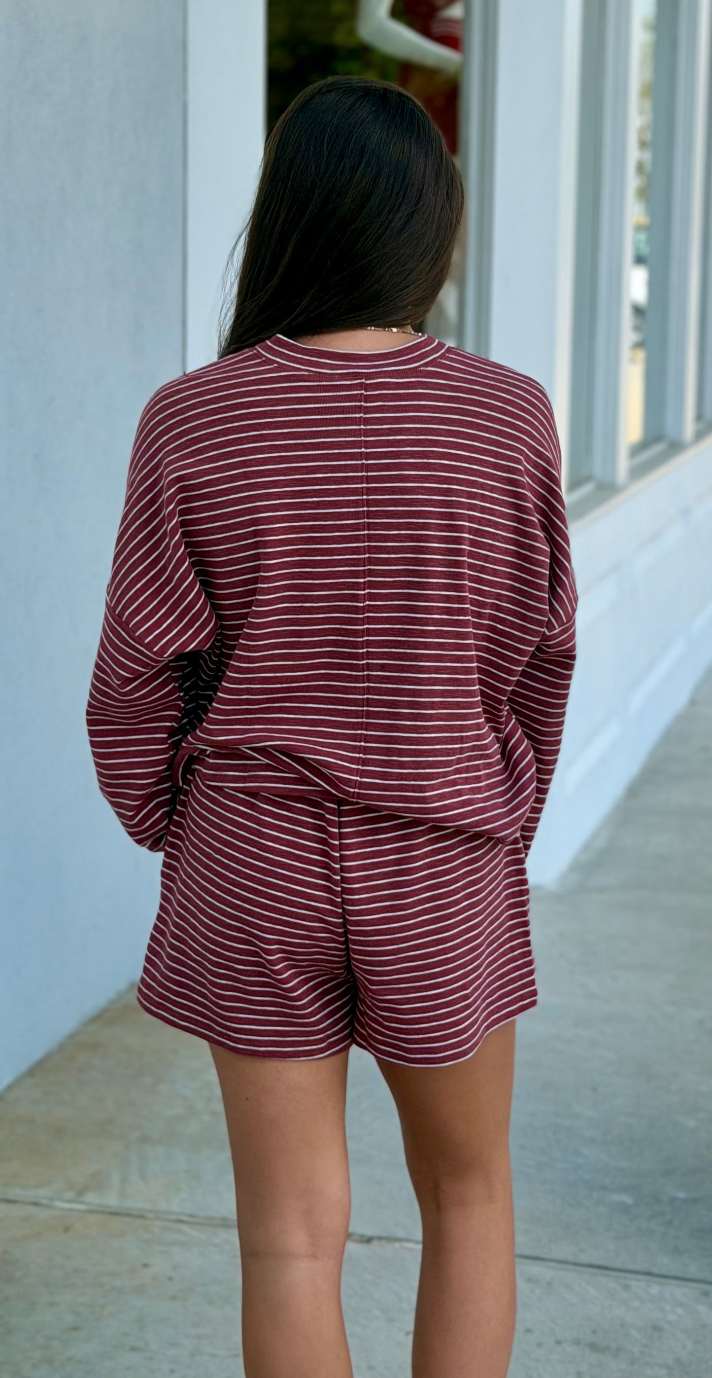Brick Rose Striped Long Sleeve Top