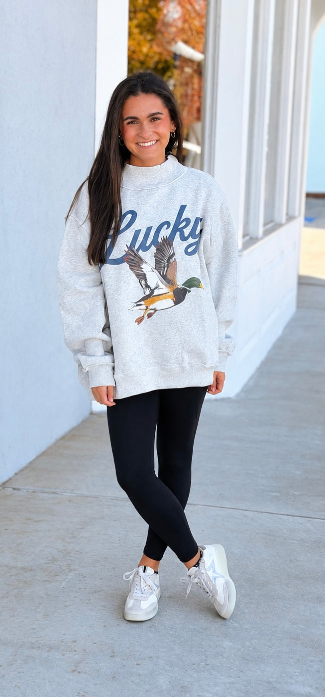 Heather Grey Lucky & Mallard REVERSIBLE Sweatshirt
