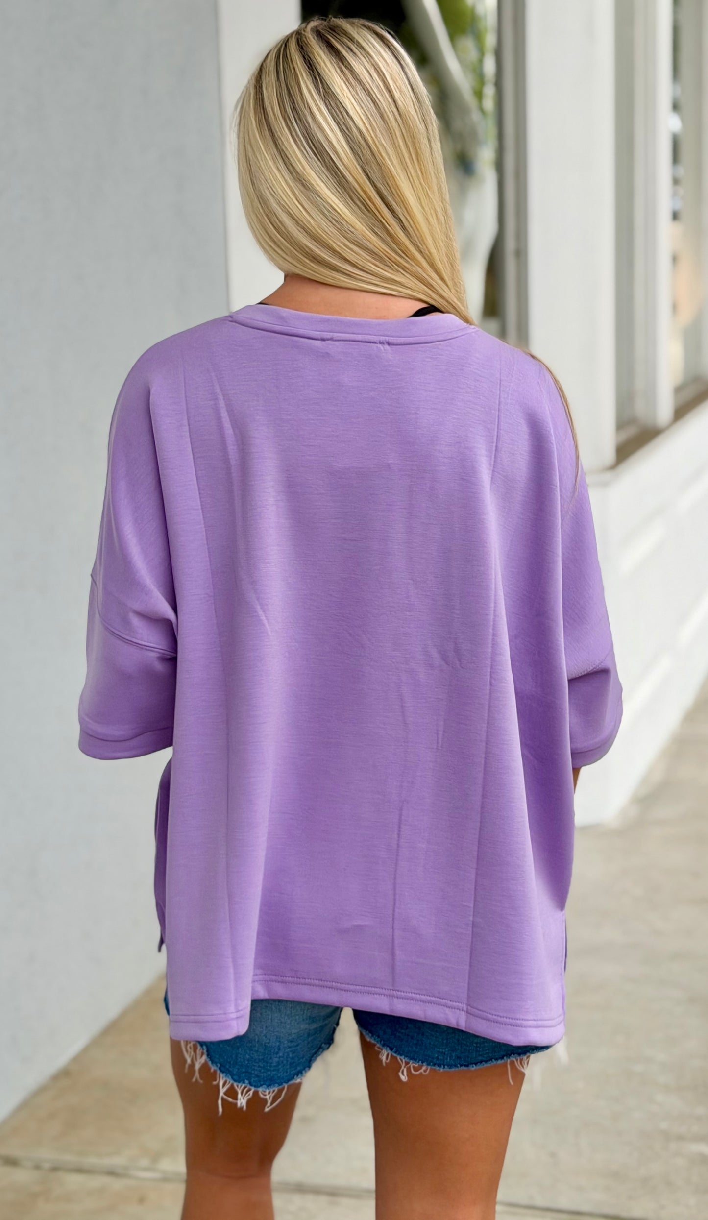 Scuba Round Neck Top, Lavender