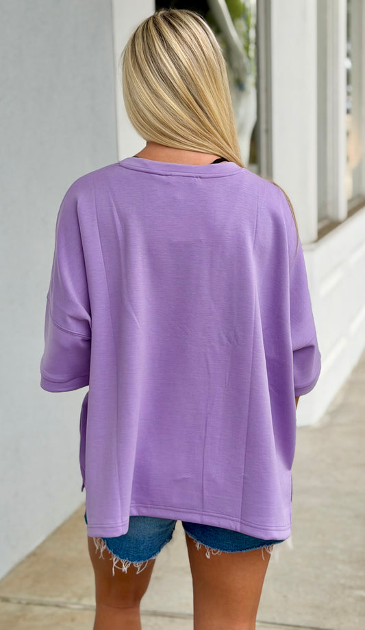 Scuba Round Neck Top, Lavender