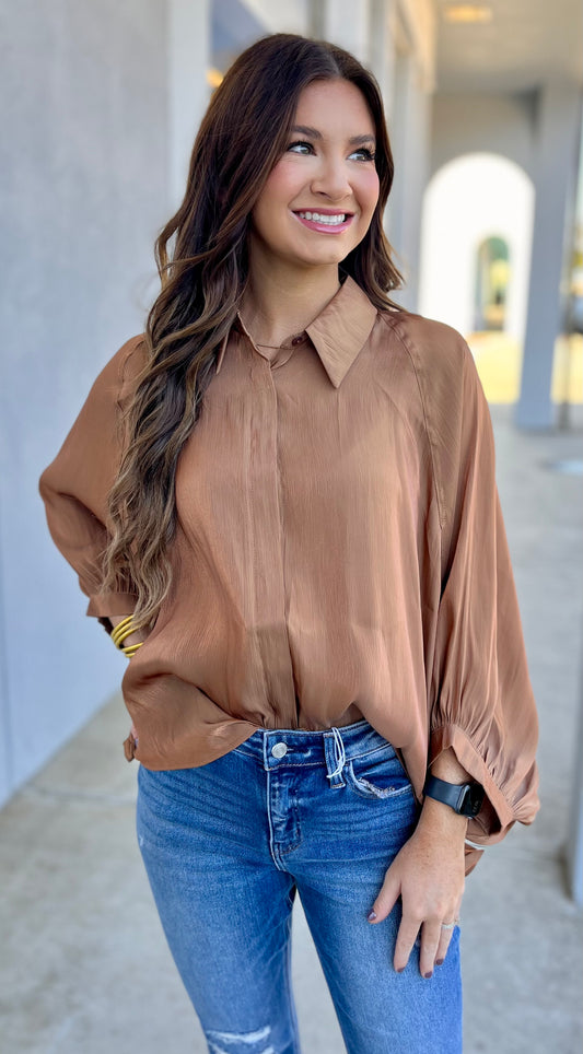 Brown Button Front Shirt