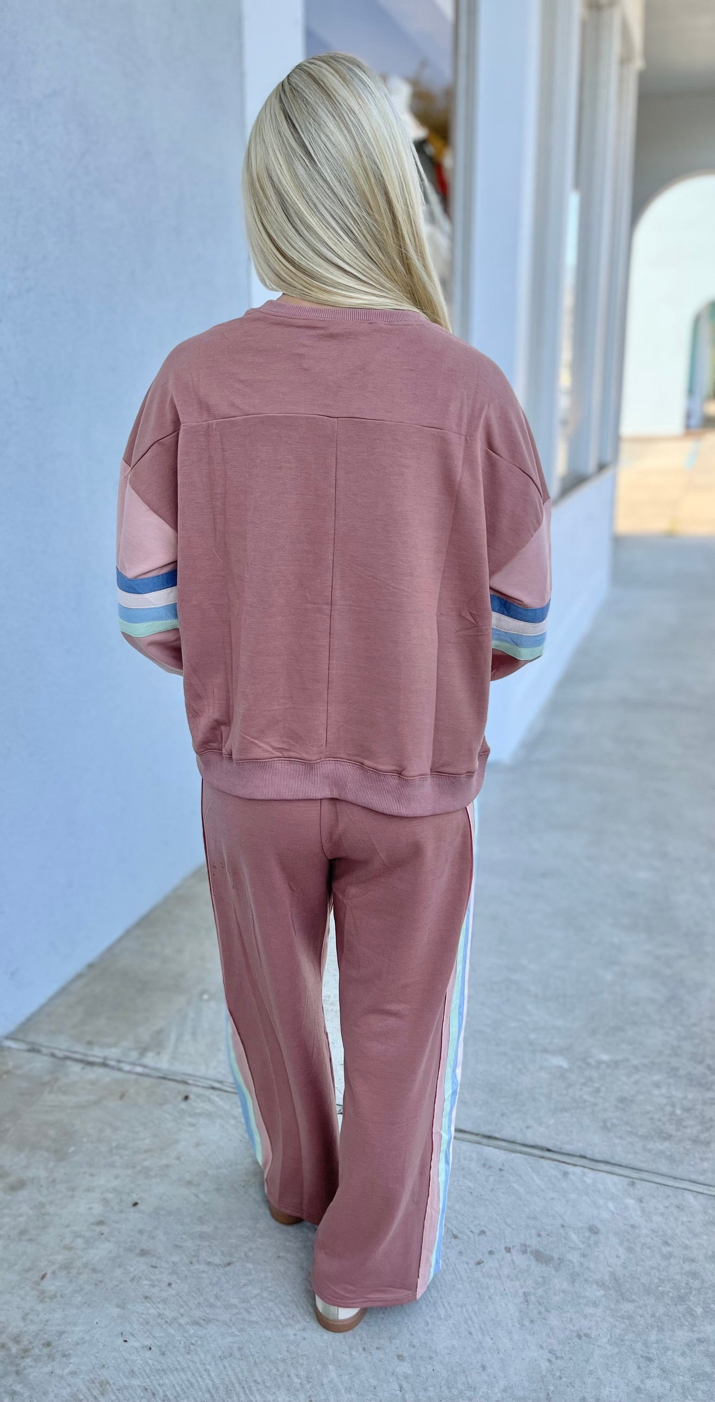 Dk Mauve Color Block Pant SET