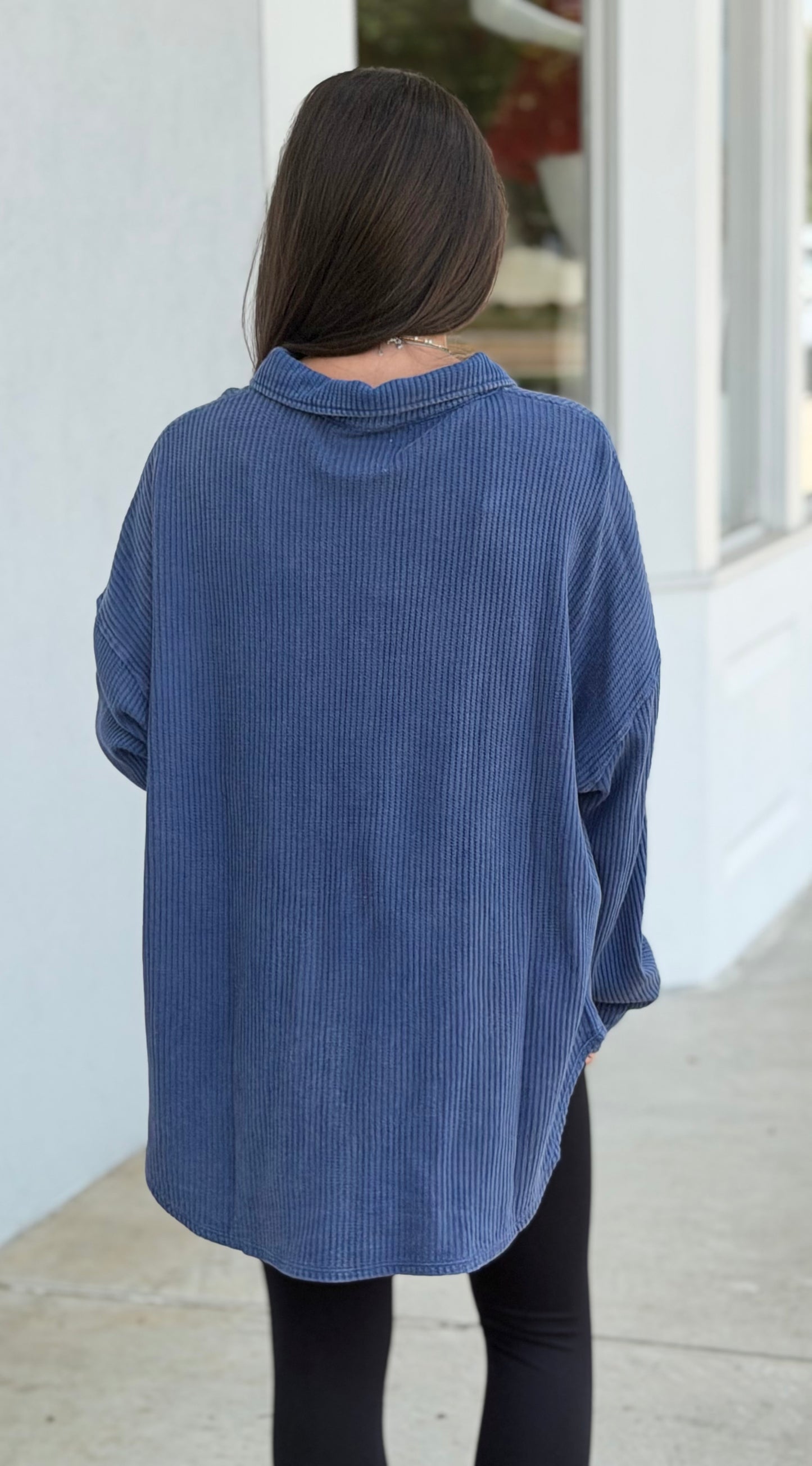 Mineral Washed Shacket, Navy