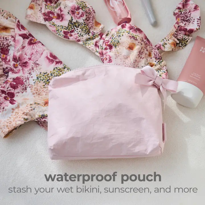 Case Mate Crinkle Makeup Bag, Ballet Pink Bow