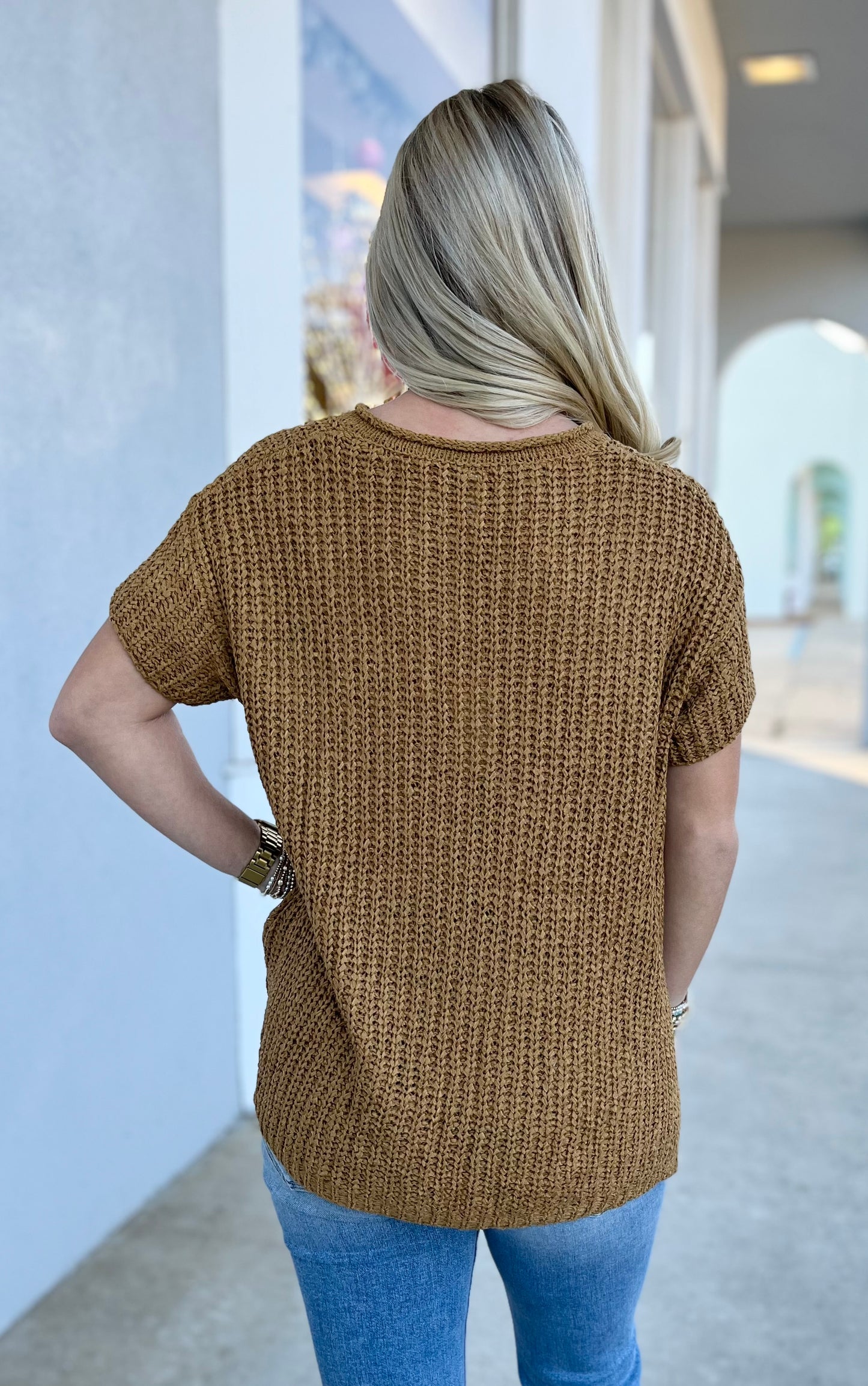 Lightweight Open Knit Sweater, Camel