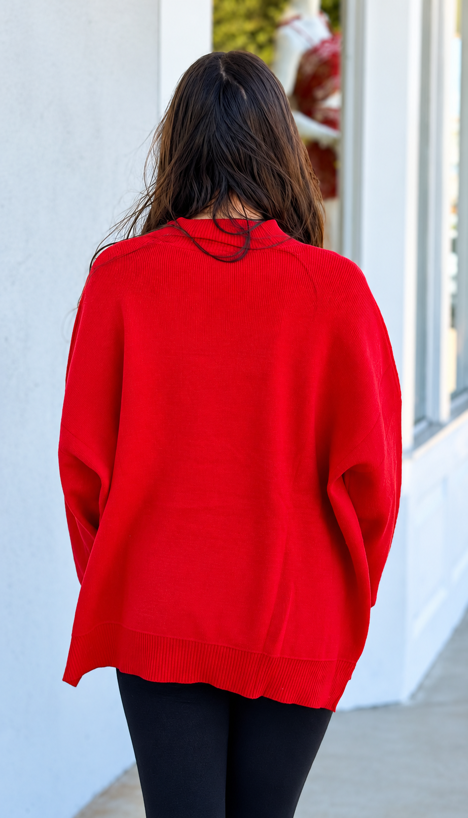 Mock Neck Soft Sweater, Cherry