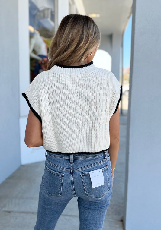 White/Black Boxy Sweater