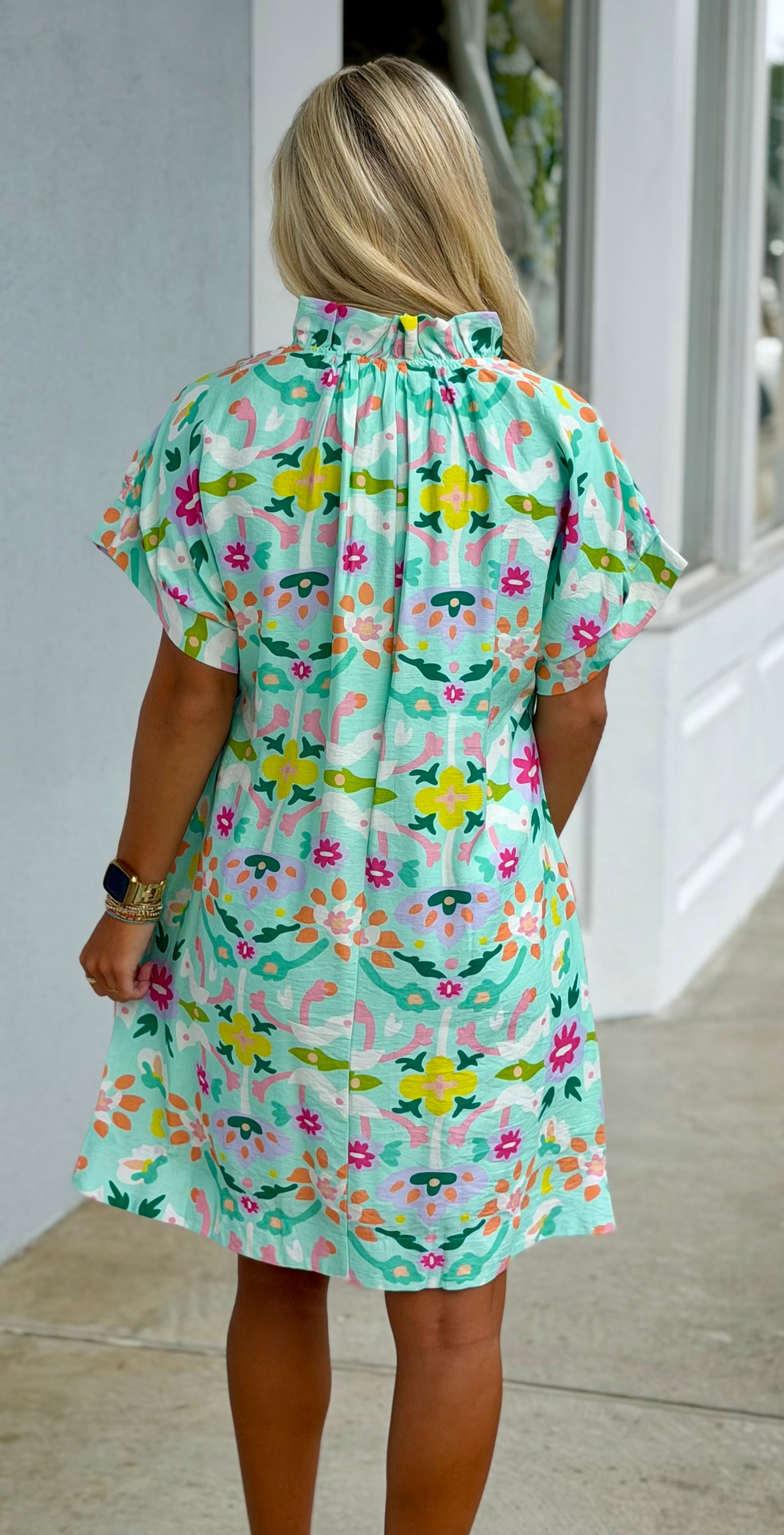 Mint Abstract Floral Dress