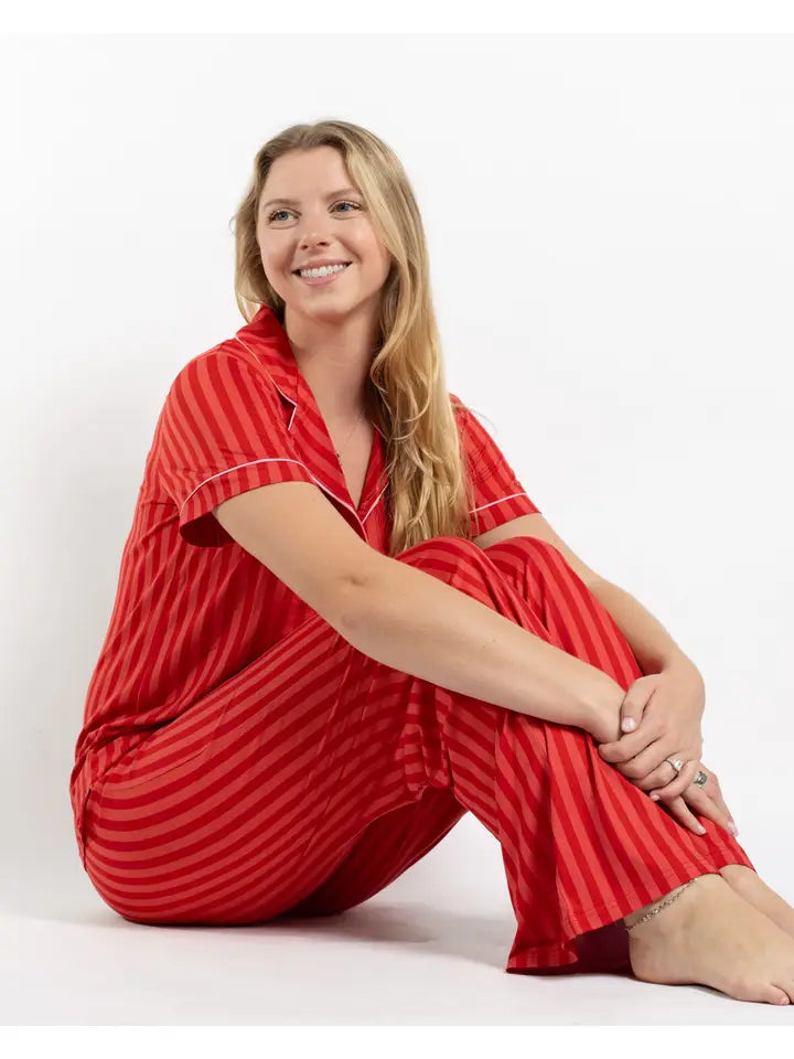 Carissa Stripe Sleep Pants Red/Pink