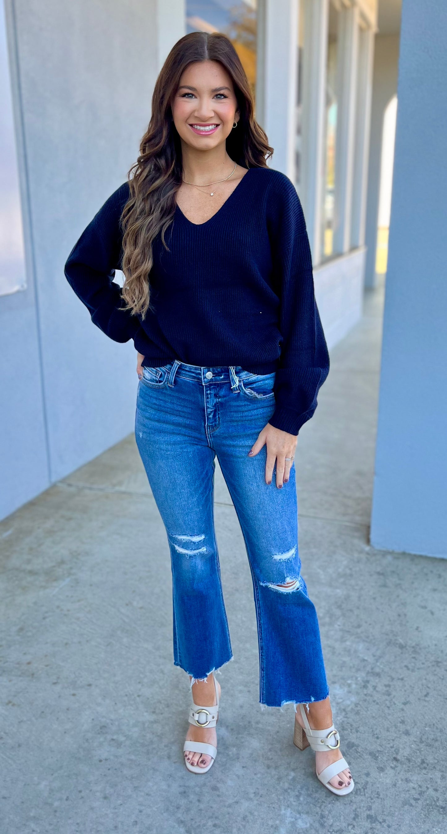 Navy Back Bow Detail Sweater