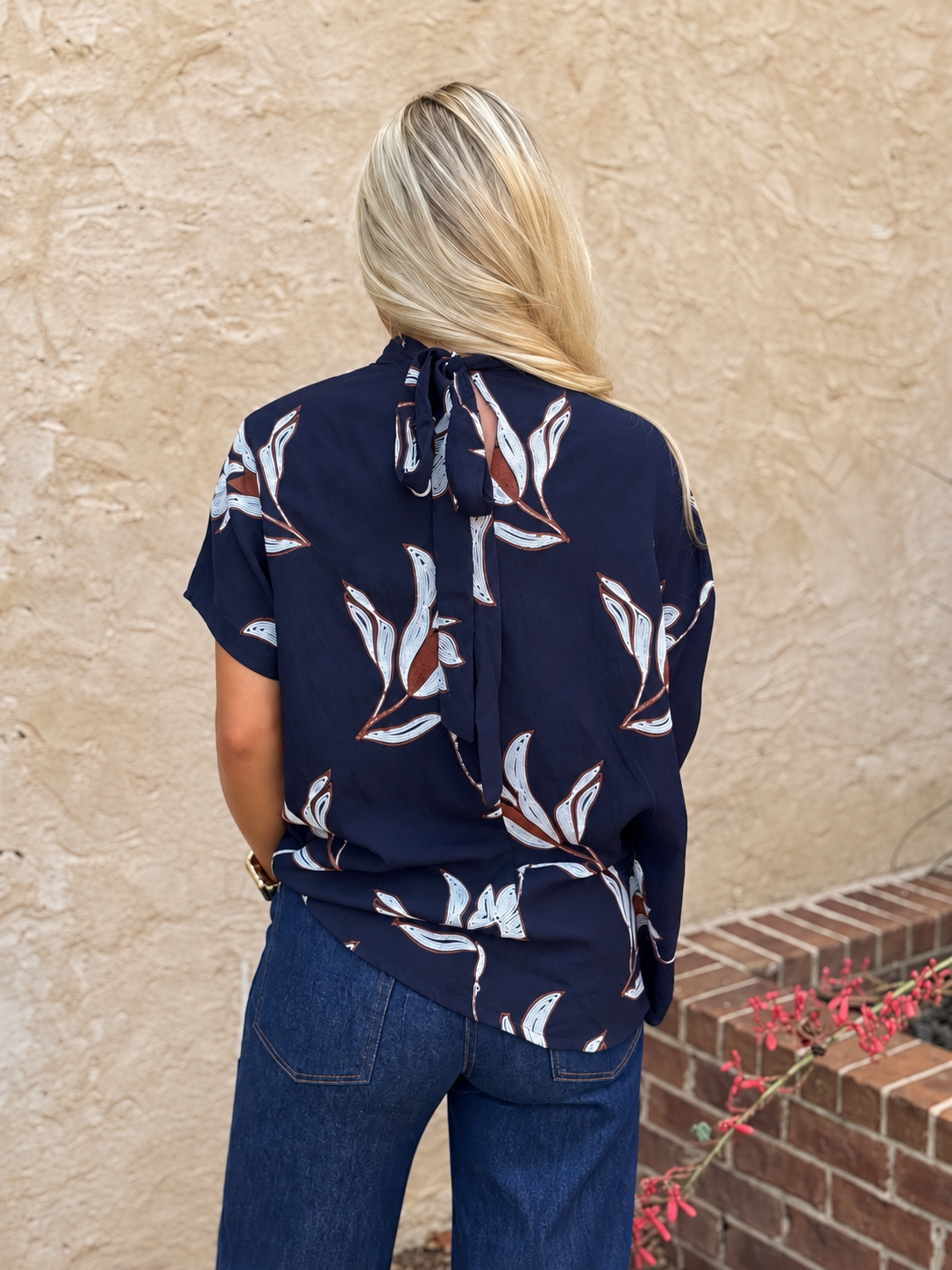 Embroidered Floral Blouse, Midnight