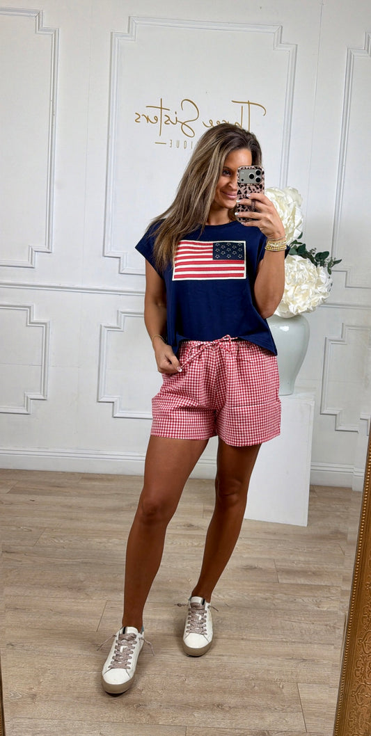 Flag Patch Tee, Navy