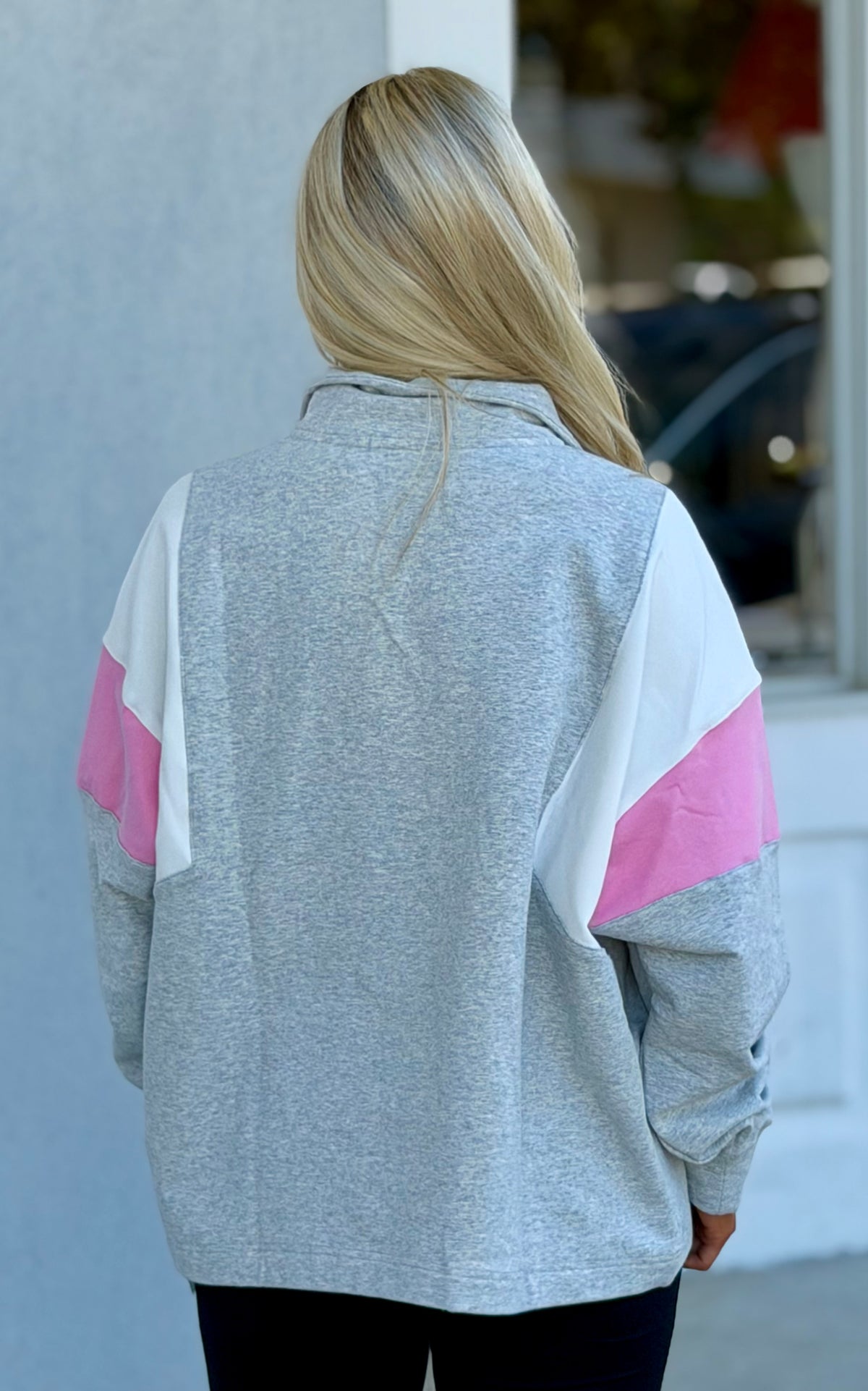 H Grey Colorblock Half Zip Sweatshirt