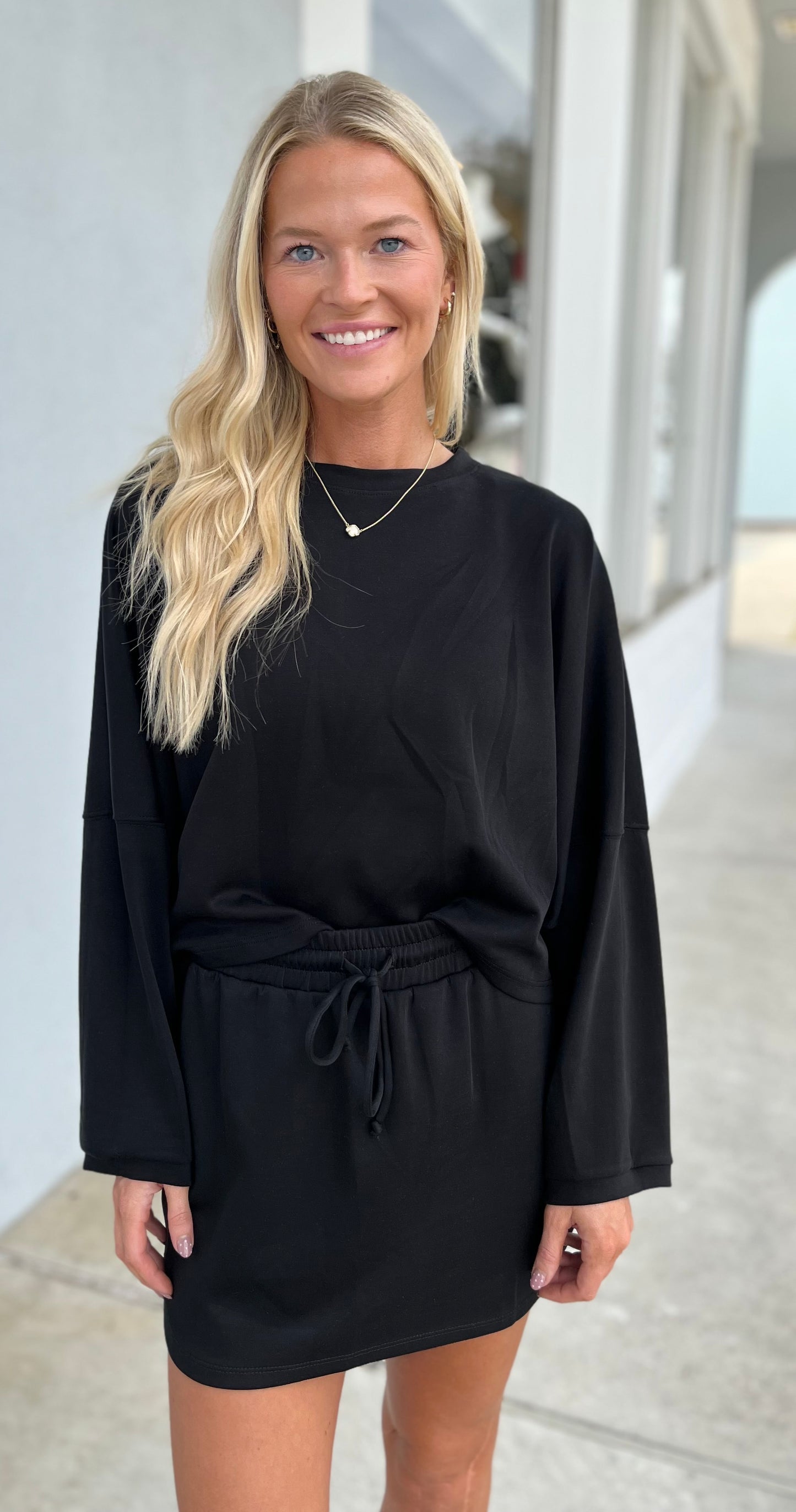 Cropped Dolman Top, Black