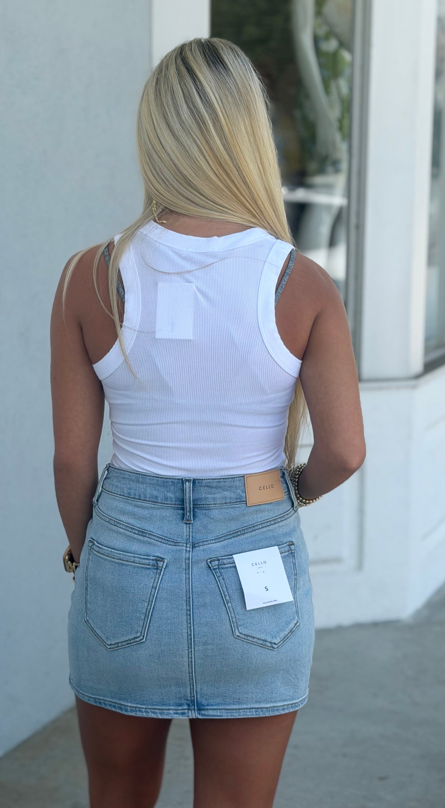 American Flag Scoop Neck Tank, White