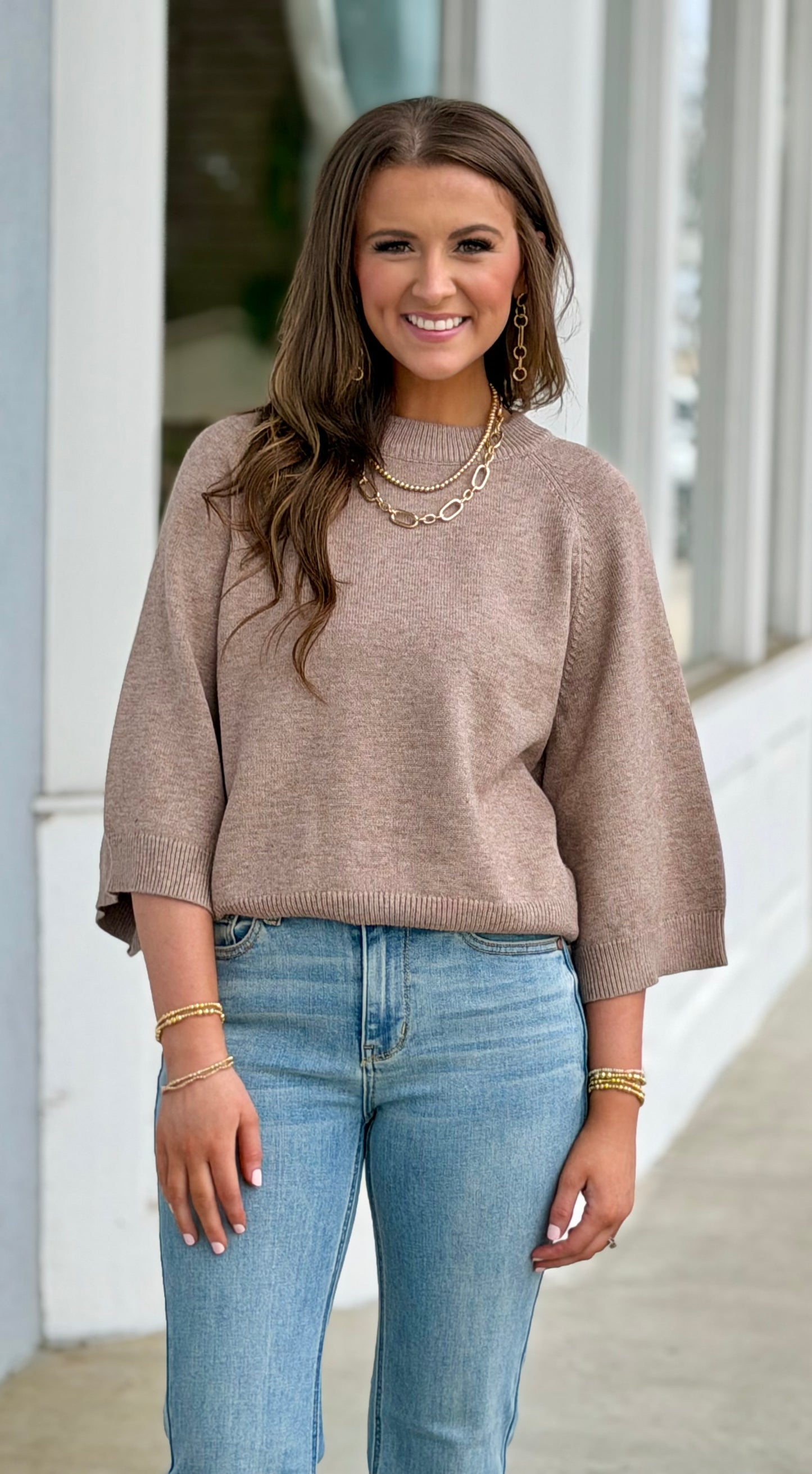Soft Mocha Crew Neck Sweater