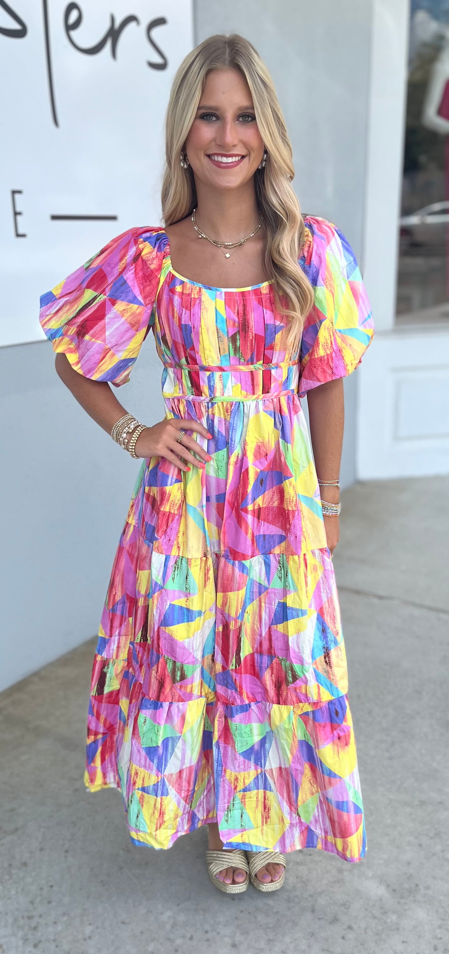 Pink Multi Cotton Poplin Print Maxi Dress