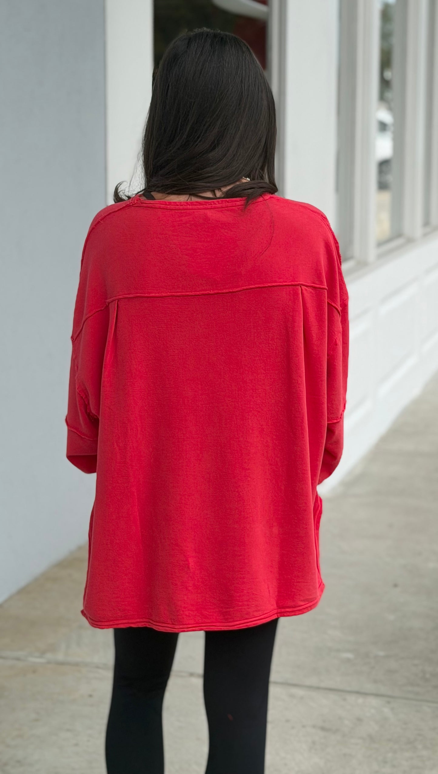 Classic Cotton Oversized Long Sleeve, Cherry