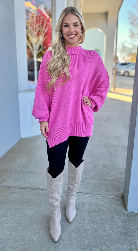 Candy Pink Oversized Sweater