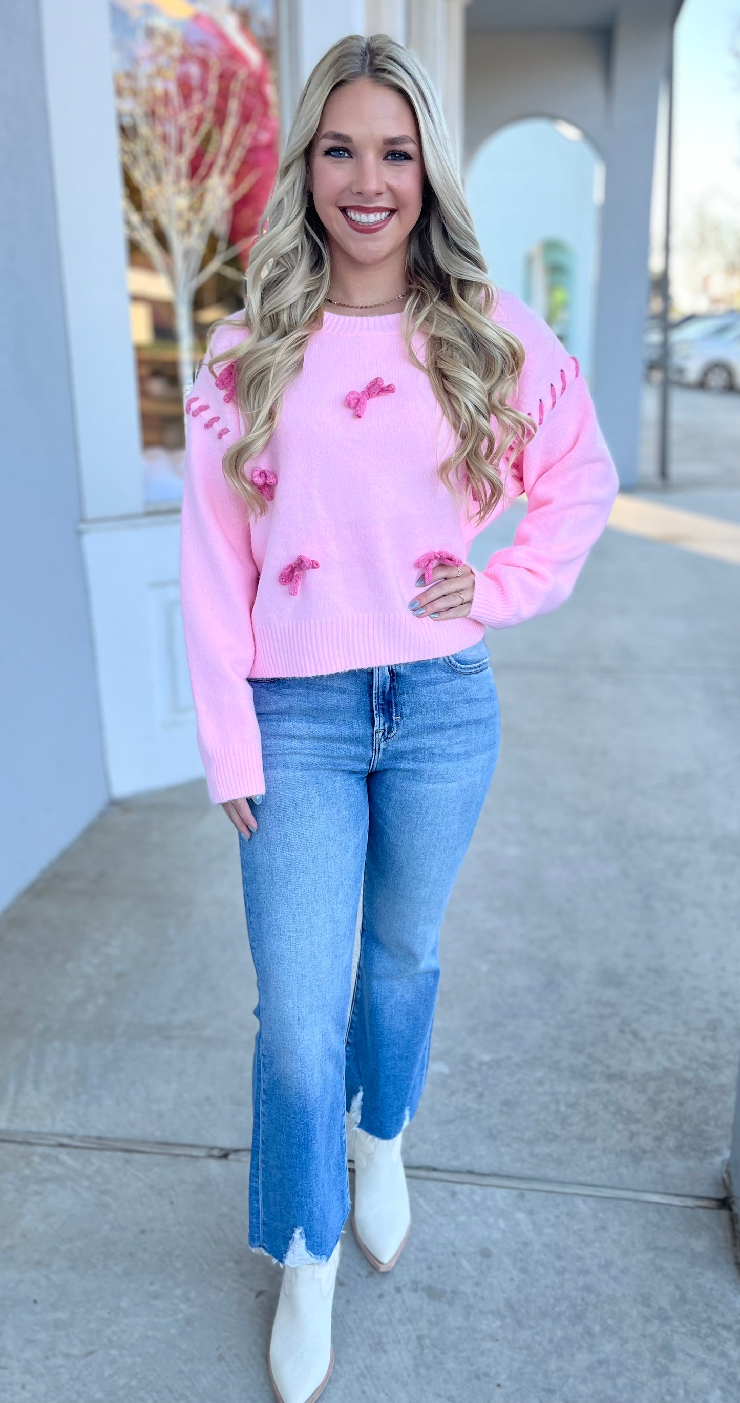 Blush Bow  Sweater