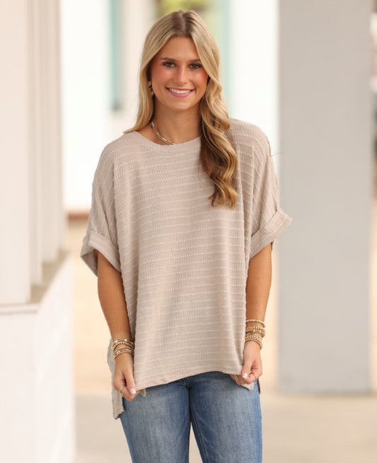 Cream Round Neck Dolman Top